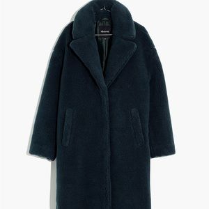 Madewell Resourced Sherpa Teddy Coat in Smoky Spruce— never worn!